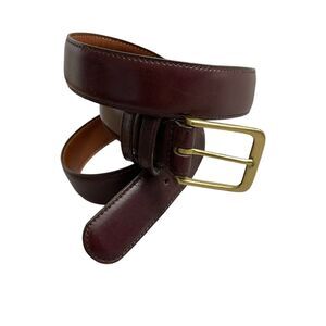 Coach Mens Burgundy Burnished Cowhide Leather Belt 38 Brass Buckle Dress 5800